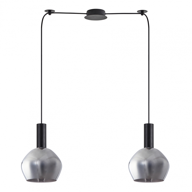 SE21-BL-4-BL2-GL2 ADEPT TUBE Black Pendant Smoked Glass+ SE21-BL-4-BL2-GL2 ADEPT TUBE Black Pendant Smoked Glass+