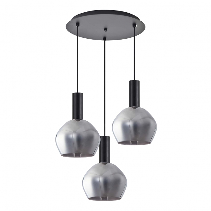 SE21-BL-4-3BL-GL2 ADEPT TUBE Black Pendant Smoked Glass+