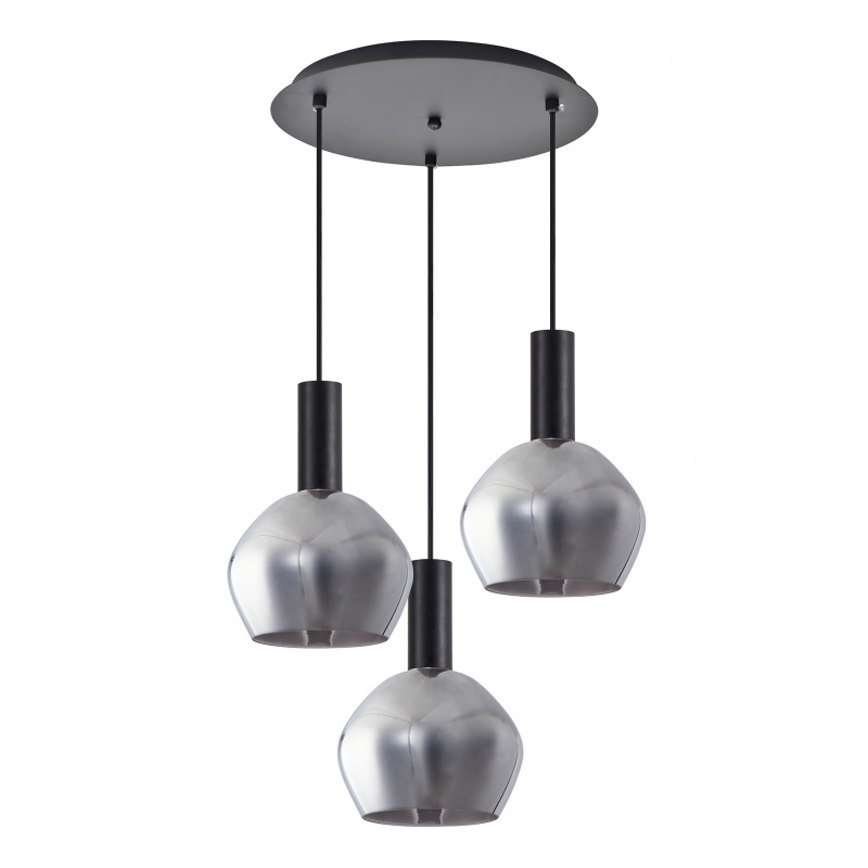 SE21-BL-4-3BL-GL2 ADEPT TUBE Black Pendant Smoked Glass+ SE21-BL-4-3BL-GL2 ADEPT TUBE Black Pendant Smoked Glass+