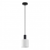 SE21-BL-4-SH1 ADEPT TUBE Black Pendant White Fabric Shade+