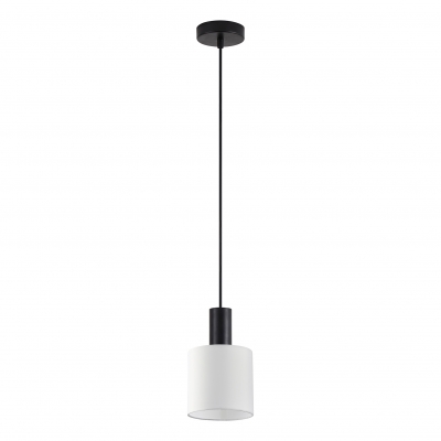 SE21-BL-4-SH1 ADEPT TUBE Black Pendant White Fabric Shade+