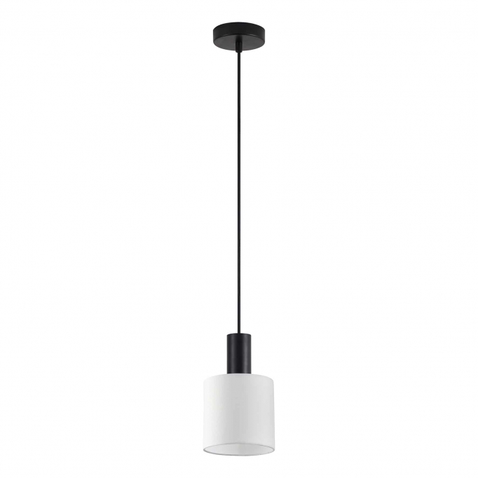 SE21-BL-4-SH1 ADEPT TUBE Black Pendant White Fabric Shade+