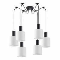 SE21-BL-4-BL6-SH1 ADEPT TUBE Black Pendant White Fabric Shade+ SE21-BL-4-BL6-SH1 ADEPT TUBE Black Pendant White Fabric Shade+