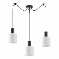 SE21-BL-4-BL3-SH1 ADEPT TUBE Black Pendant White Fabric Shade+