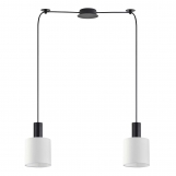 SE21-BL-4-BL2-SH1 ADEPT TUBE Black Pendant White Fabric Shade+