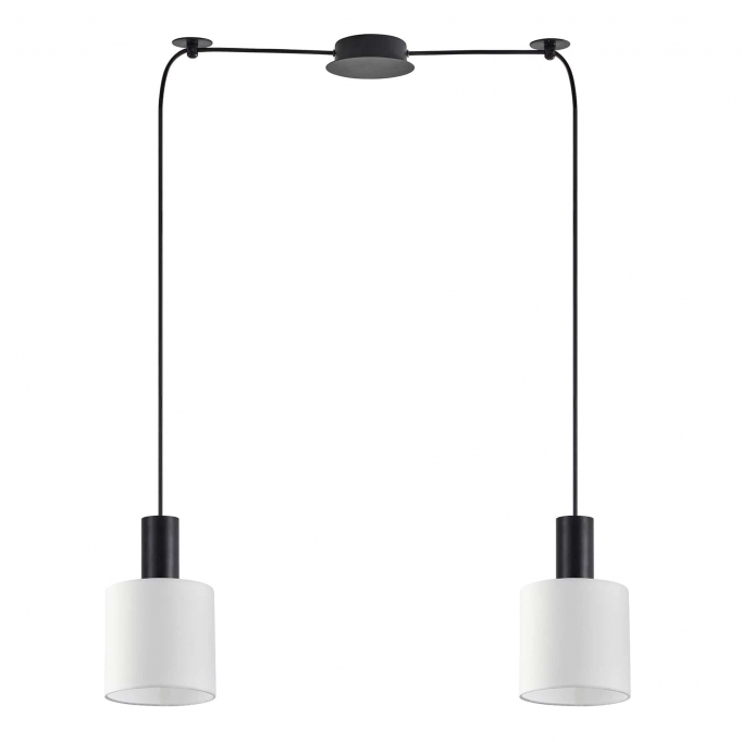 SE21-BL-4-BL2-SH1 ADEPT TUBE Black Pendant White Fabric Shade+