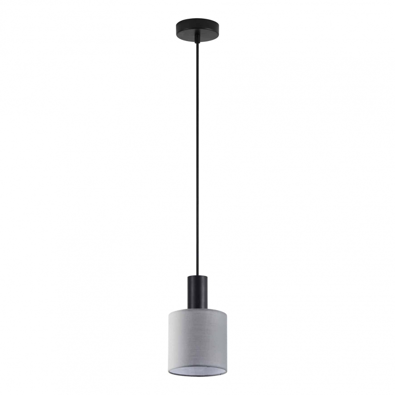 SE21-BL-4-SH2 ADEPT TUBE Black Pendant Grey Fabric Shade+