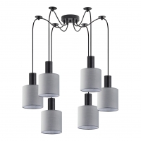 SE21-BL-4-BL6-SH2 ADEPT TUBE Black Pendant Grey Fabric Shade+ SE21-BL-4-BL6-SH2 ADEPT TUBE Black Pendant Grey Fabric Shade+