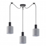 SE21-BL-4-BL3-SH2 ADEPT TUBE Black Pendant Grey Fabric Shade+