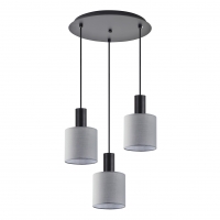 SE21-BL-4-3BL-SH2 ADEPT TUBE Black Pendant Grey Fabric Shade+ SE21-BL-4-3BL-SH2 ADEPT TUBE Black Pendant Grey Fabric Shade+