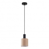 SE21-BL-4-SH3 ADEPT TUBE Black Pendant Brown Fabric Shade+