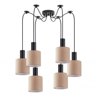 SE21-BL-4-BL6-SH3 ADEPT TUBE Black Pendant Brown Fabric Shade+ SE21-BL-4-BL6-SH3 ADEPT TUBE Black Pendant Brown Fabric Shade+