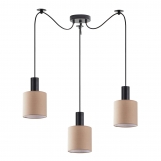 SE21-BL-4-BL3-SH3 ADEPT TUBE Black Pendant Brown Fabric Shade+