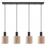 SE21-BL-4-4BL-SH3 ADEPT TUBE Black Pendant Brown Fabric Shade+