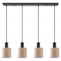 SE21-BL-4-4BL-SH3 ADEPT TUBE Black Pendant Brown Fabric Shade+ SE21-BL-4-4BL-SH3 ADEPT TUBE Black Pendant Brown Fabric Shade+