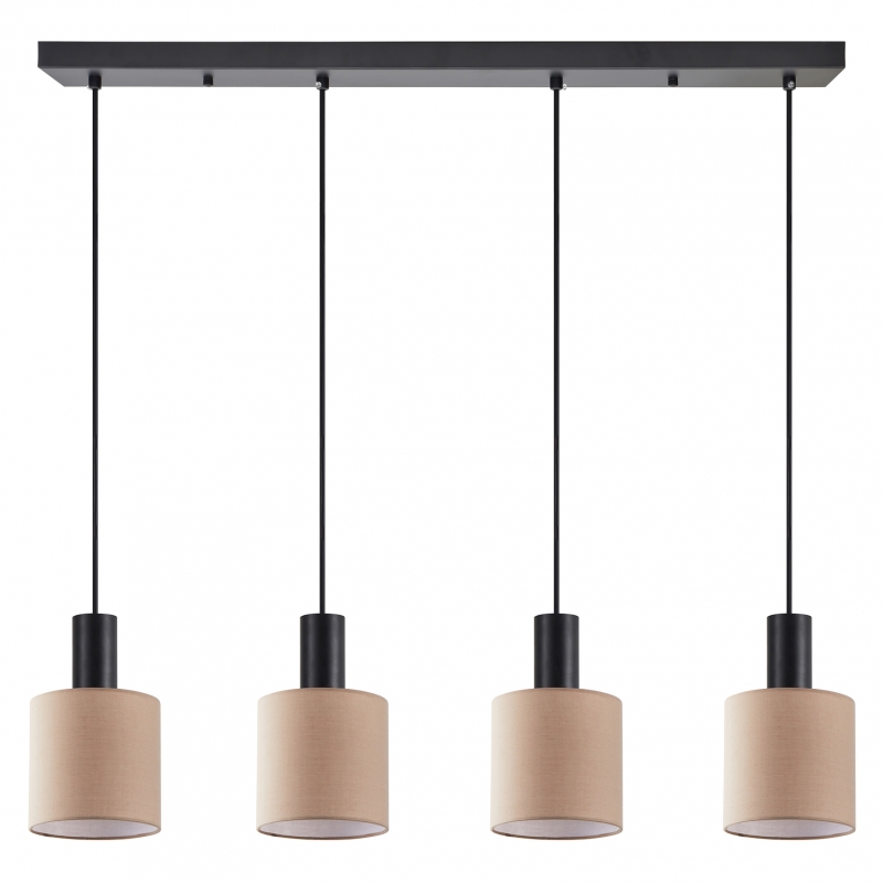SE21-BL-4-4BL-SH3 ADEPT TUBE Black Pendant Brown Fabric Shade+ SE21-BL-4-4BL-SH3 ADEPT TUBE Black Pendant Brown Fabric Shade+