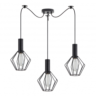 SE21-BL-4-BL3-GR1 ADEPT TUBE Black Pendant Black Metal Grid+