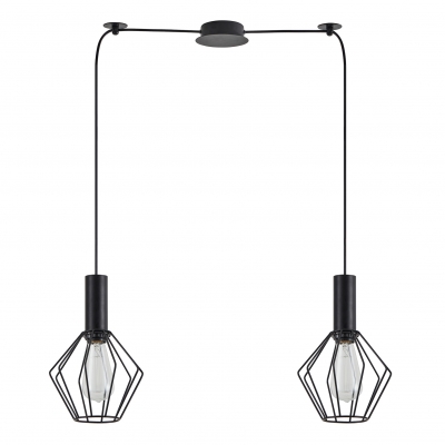SE21-BL-4-BL2-GR1 ADEPT TUBE Black Pendant Black Metal Grid+