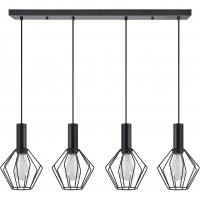 SE21-BL-4-4BL-GR1 ADEPT TUBE Black Pendant Black Metal Grid+