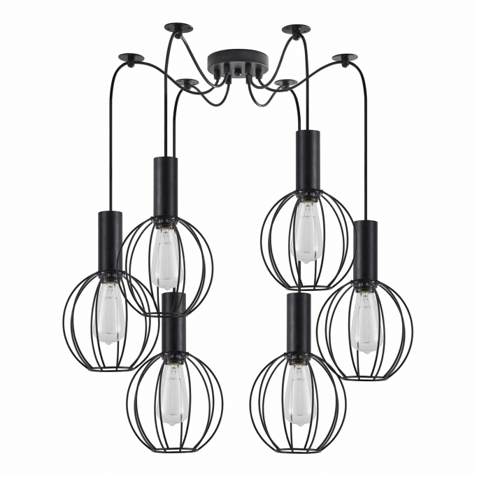 SE21-BL-4-BL6-GR2 ADEPT TUBE Black Pendant Black Metal Grid+