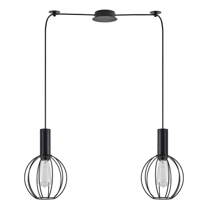 SE21-BL-4-BL2-GR2 ADEPT TUBE Black Pendant Black Metal Grid+