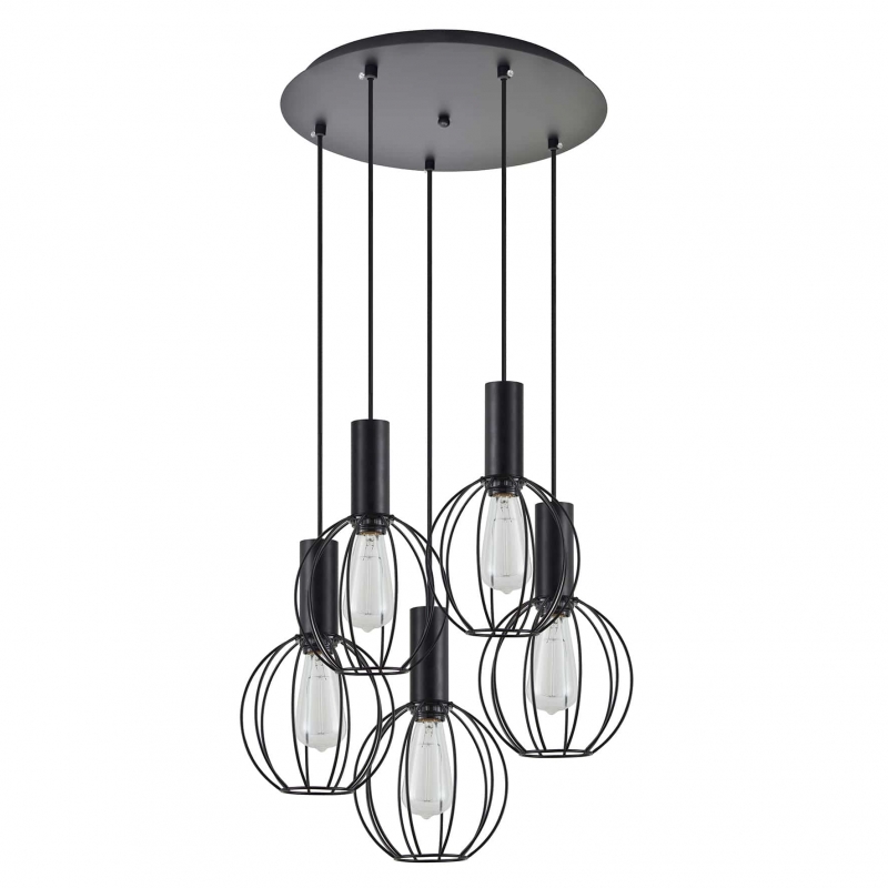 SE21-BL-4-5BL-GR2 ADEPT TUBE Black Pendant Black Metal Grid+