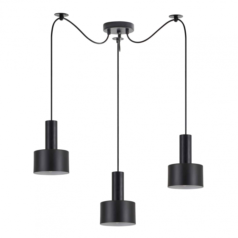 SE21-BL-4-BL3-MS1 ADEPT TUBE Black Pendant Black Metal Shade+