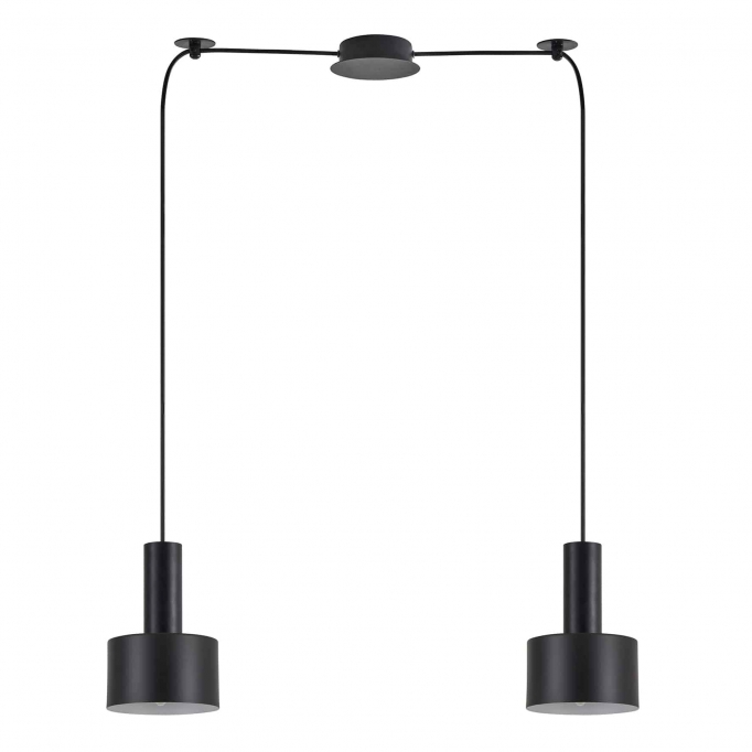 SE21-BL-4-BL2-MS1 ADEPT TUBE Black Pendant Black Metal Shade+