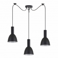 SE21-BL-4-BL3-MS2 ADEPT TUBE Black Pendant Black Metal Shade+