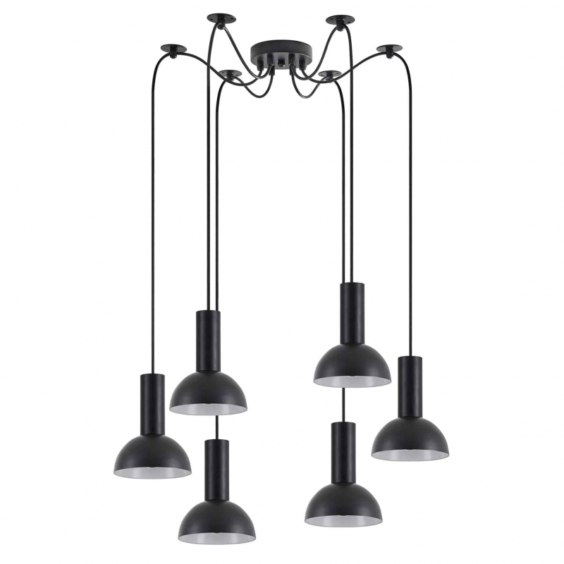 SE21-BL-4-BL6-MS3 ADEPT TUBE Black Pendant Black Metal Shade+