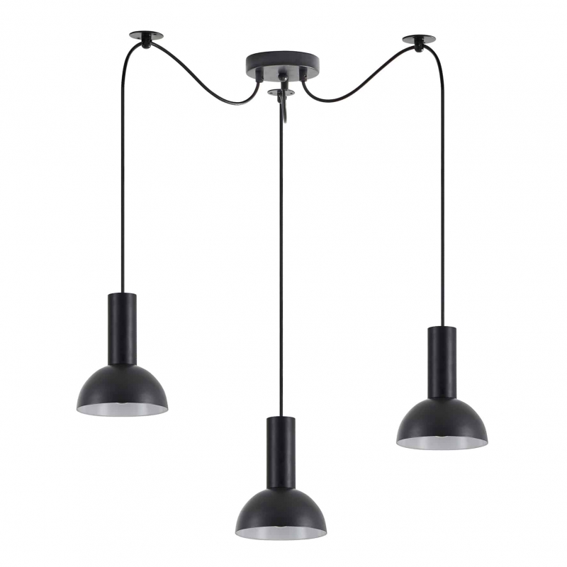 SE21-BL-4-BL3-MS3 ADEPT TUBE Black Pendant Black Metal Shade+