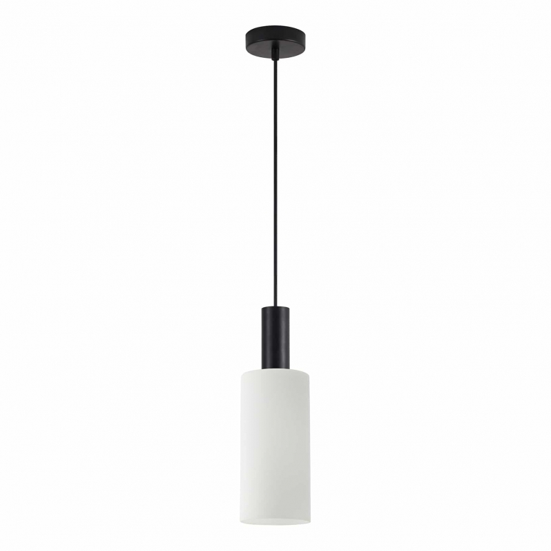 SE21-BL-4-GL3 ADEPT TUBE Black Pendant White Glass+