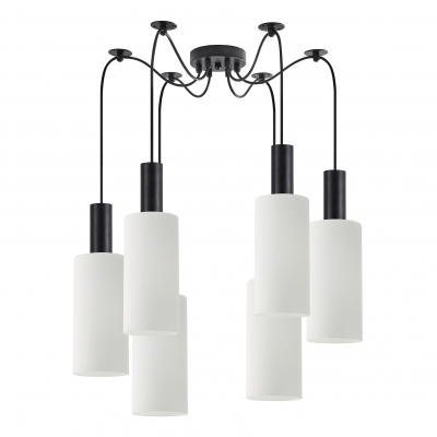 SE21-BL-4-BL6-GL3 ADEPT TUBE Black Pendant White Glass+