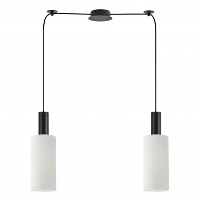 SE21-BL-4-BL2-GL3 ADEPT TUBE Black Pendant White Glass+