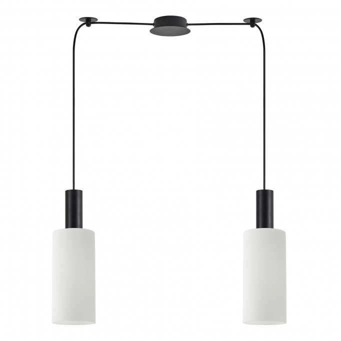 SE21-BL-4-BL2-GL3 ADEPT TUBE Black Pendant White Glass+