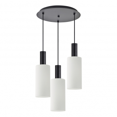 SE21-BL-4-3BL-GL3 ADEPT TUBE Black Pendant White Glass+