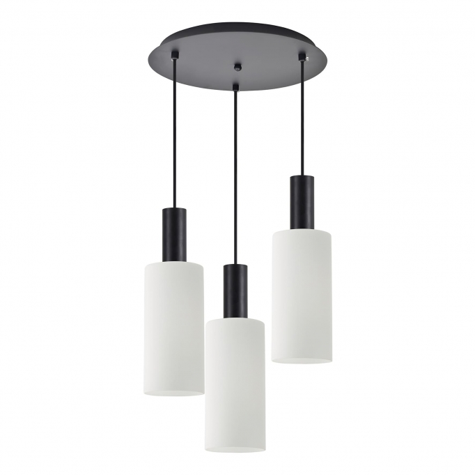 SE21-BL-4-3BL-GL3 ADEPT TUBE Black Pendant White Glass+