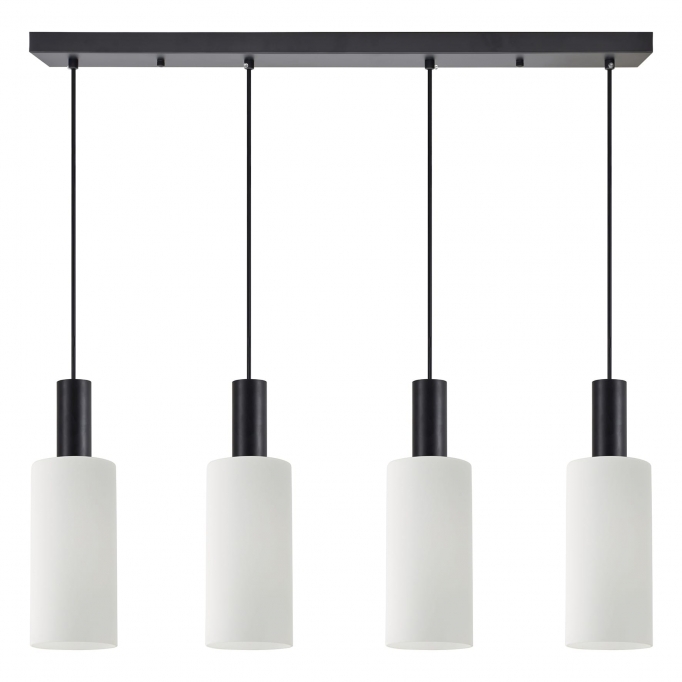 SE21-BL-4-4BL-GL3 ADEPT TUBE Black Pendant White Glass+