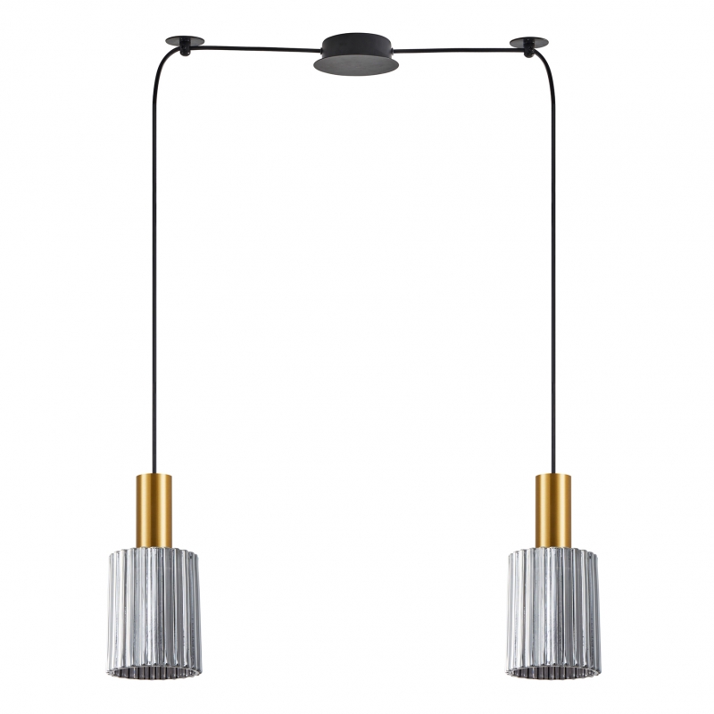 SE21-GM-4-BL2-GL1 ADEPT TUBE Gold Matt Pendant Smoked Glass+