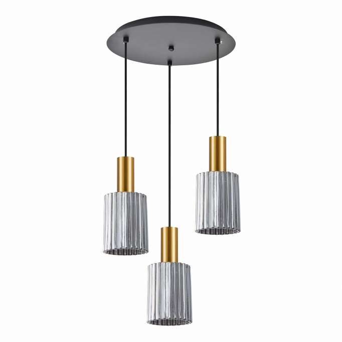 SE21-GM-4-3BL-GL1 ADEPT TUBE Gold Matt Pendant Smoked Glass+