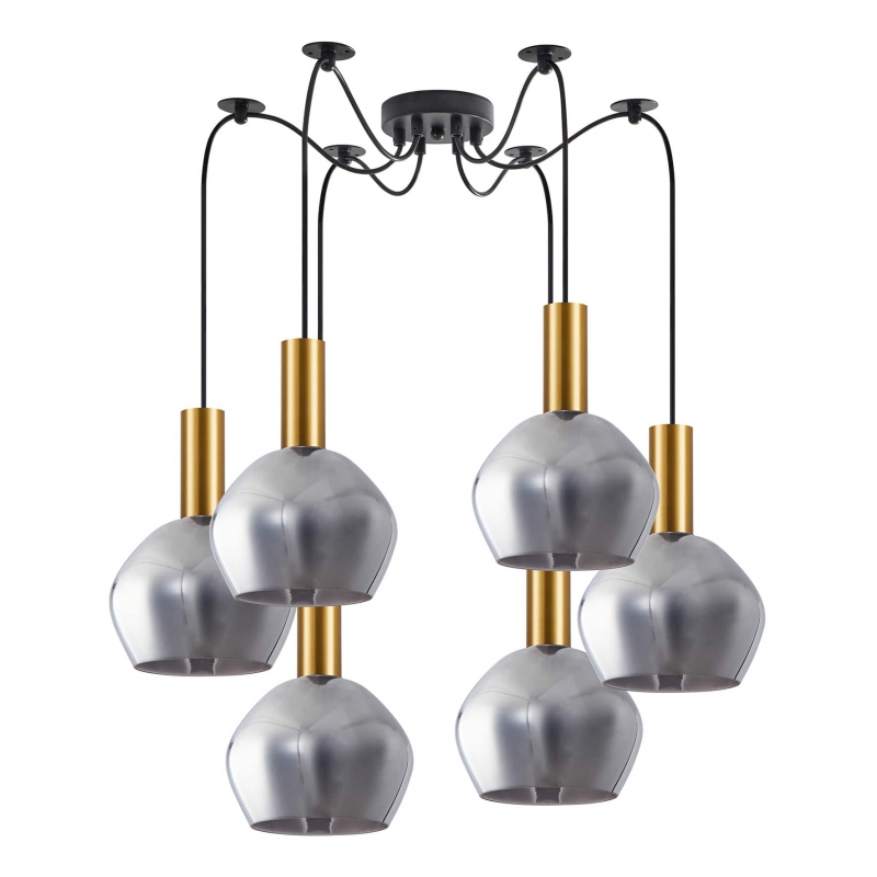 SE21-GM-4-BL6-GL2 ADEPT TUBE Gold Matt Pendant Smoked Glass+