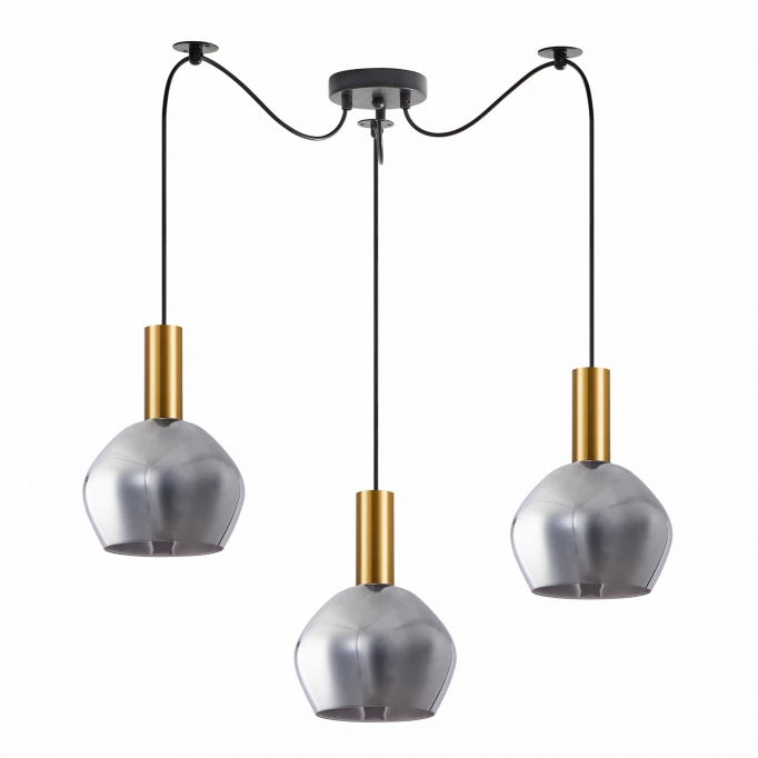 SE21-GM-4-BL3-GL2 ADEPT TUBE Gold Matt Pendant Smoked Glass+