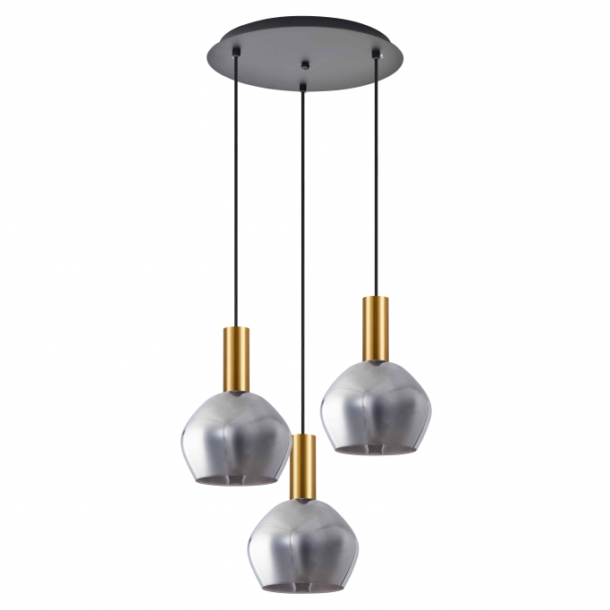 SE21-GM-4-3BL-GL2 ADEPT TUBE Gold Matt Pendant Smoked Glass+