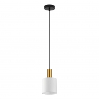 SE21-GM-4-SH1 ADEPT TUBE Gold Matt Pendant White Fabric Shade+