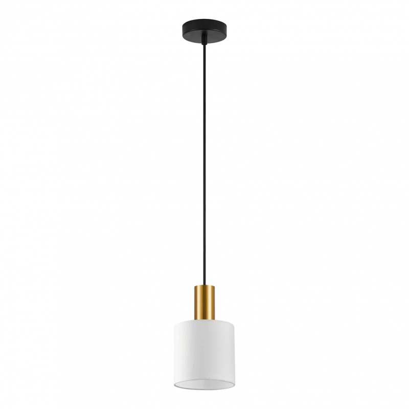 SE21-GM-4-SH1 ADEPT TUBE Gold Matt Pendant White Fabric Shade+