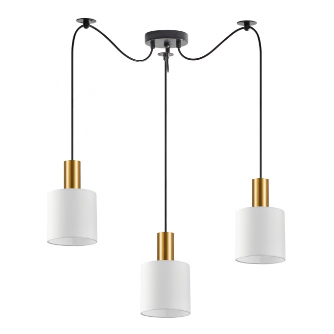 SE21-GM-4-BL3-SH1 ADEPT TUBE Gold Matt Pendant White Fabric Shade+