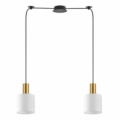 SE21-GM-4-BL2-SH1 ADEPT TUBE Gold Matt Pendant White Fabric Shade+
