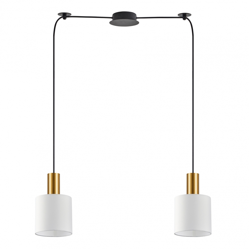 SE21-GM-4-BL2-SH1 ADEPT TUBE Gold Matt Pendant White Fabric Shade+ SE21-GM-4-BL2-SH1 ADEPT TUBE Gold Matt Pendant White Fabric Shade+