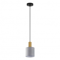 SE21-GM-4-SH2 ADEPT TUBE Gold Matt Pendant Grey Fabric Shade+