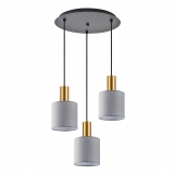 SE21-GM-4-3BL-SH2 ADEPT TUBE Gold Matt Pendant Grey Fabric Shade+